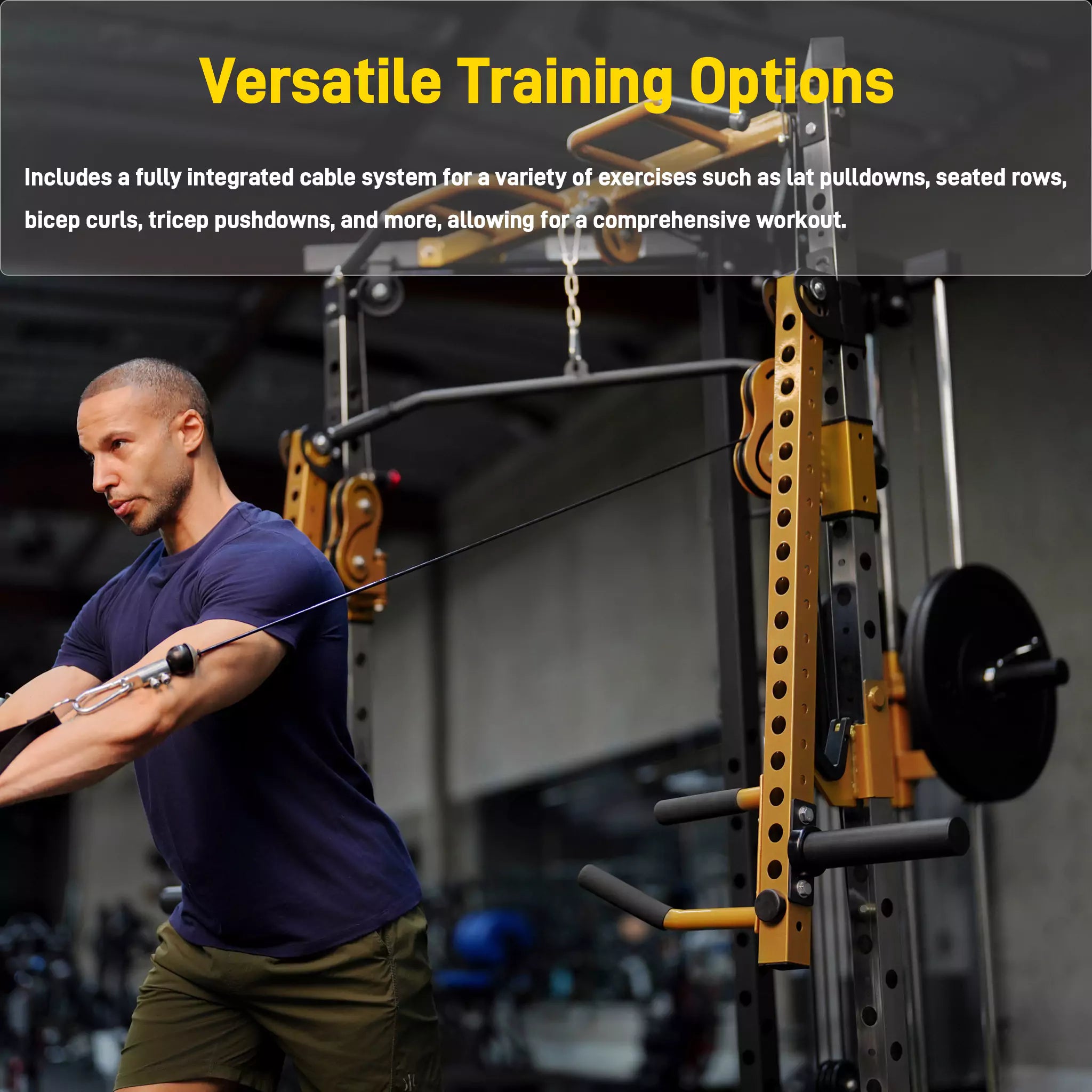 Versatile Power Rack with Cable Pulley System for Home Gym