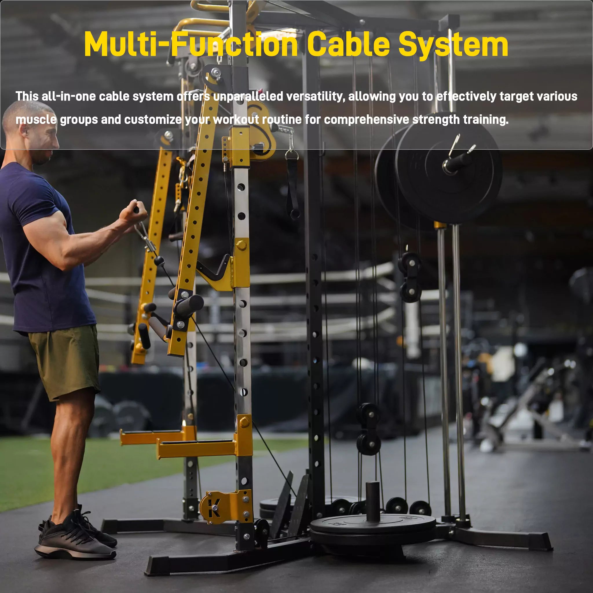 Versatile Power Rack with Cable Pulley System for Home Gym