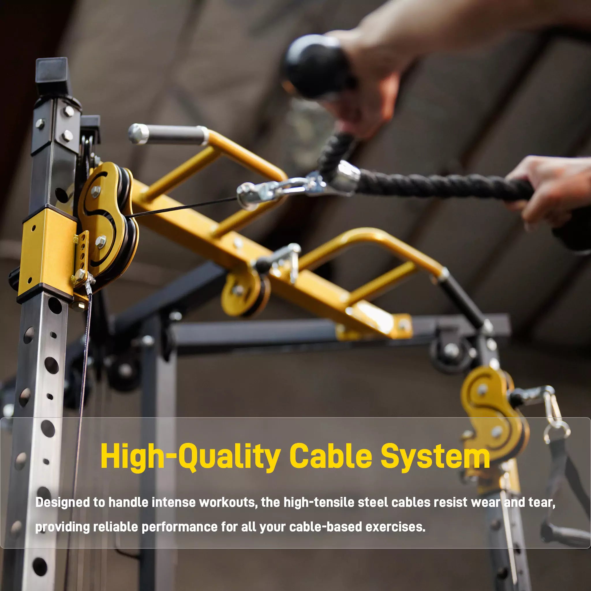 Versatile Power Rack with Cable Pulley System for Home Gym