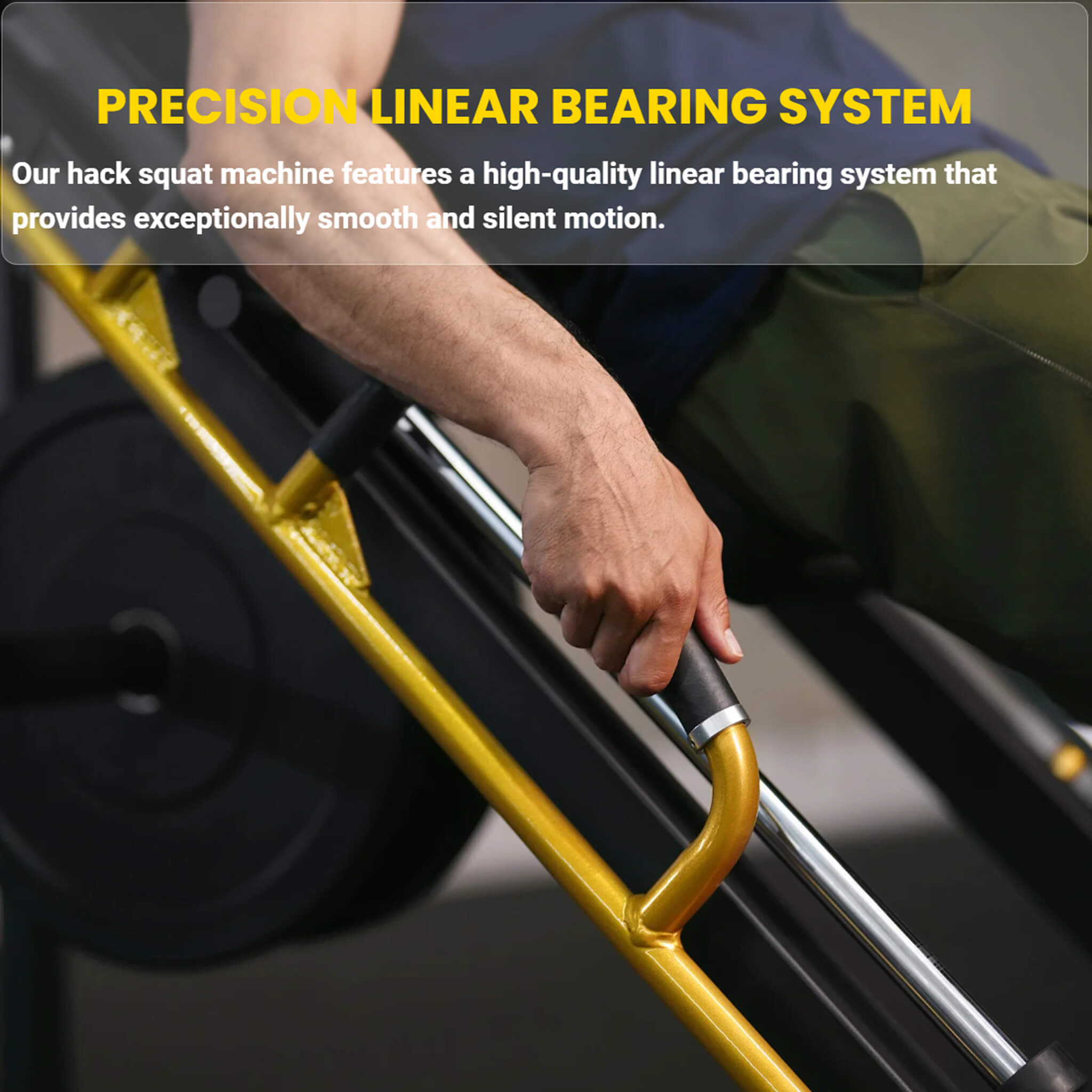 Hack Squat Machine with Adjustable ISO Foot Plate and Precision Linear Bearings