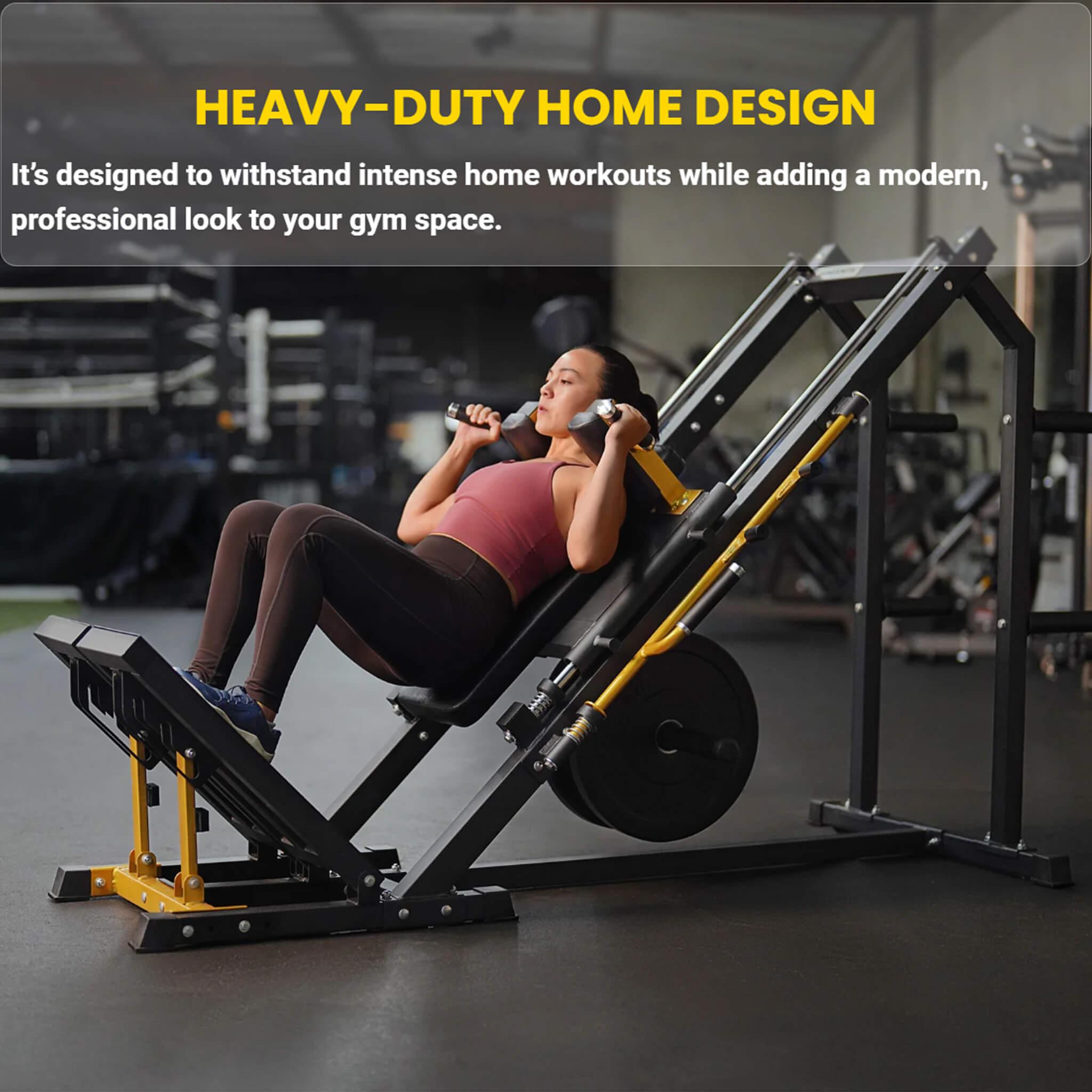 Hack Squat Machine with Adjustable ISO Foot Plate and Precision Linear Bearings